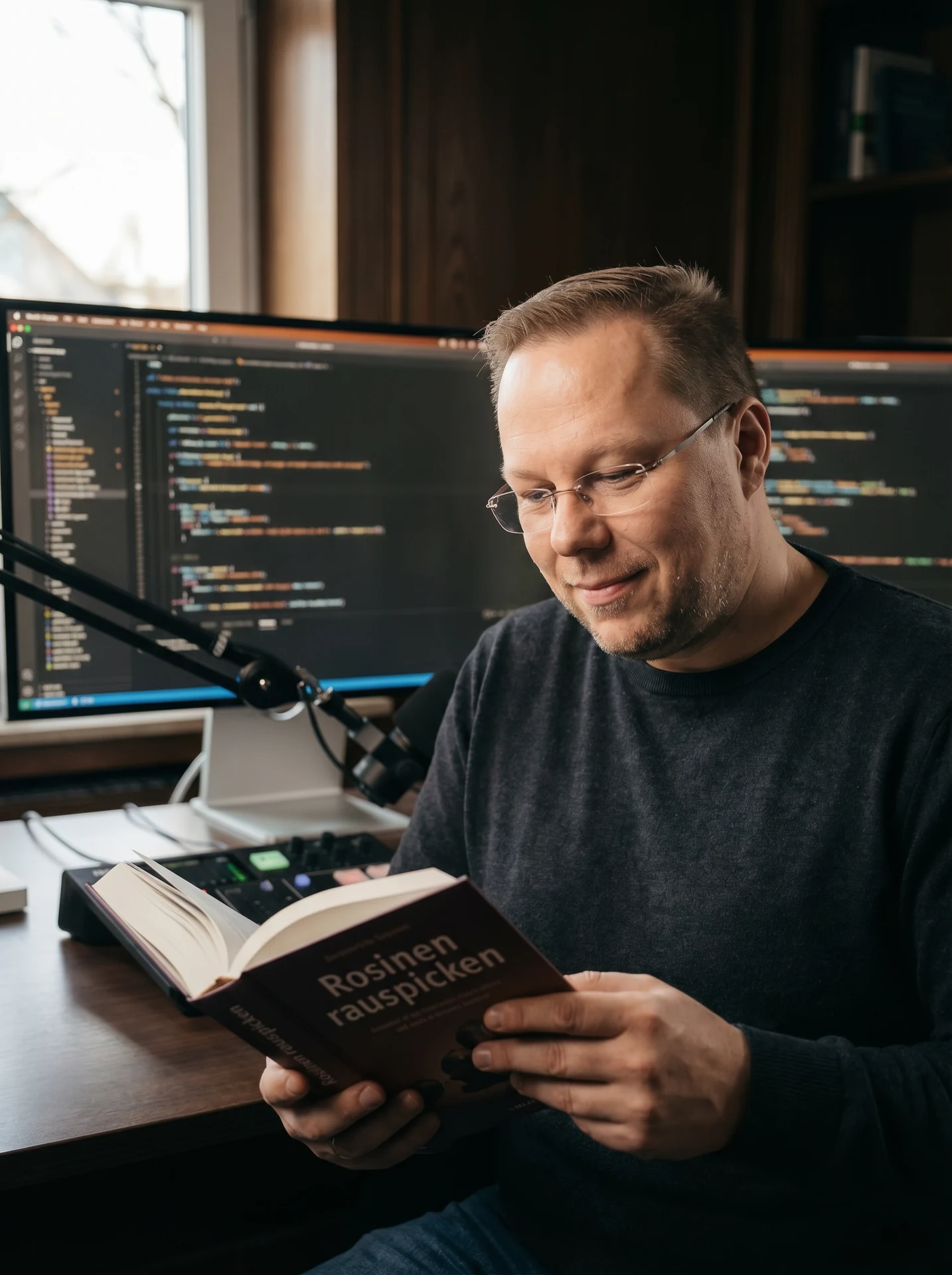 Stefan Haab an seinem Arbeitsplatz — Entwickler des Landingdisplays